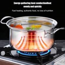 3X Induction Non Stick Stainless Steel Cookware Cooking Pot Pan With Lids Set UK - Silver - View 6