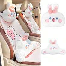 车用头枕腰靠垫汽车腰部支撑垫四季通用卡通兔子车用枕头舒适护颈