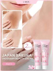 1/2pcs 淡化黑斑 LAIKOU 樱花腋下霜，30g 保湿亮白身体乳液 滋养身体霜 女士和女孩美白霜 旅行护肤品，樱花亮白增强霜，含樱花提取物的身体护理霜，日本樱花亮白增强霜