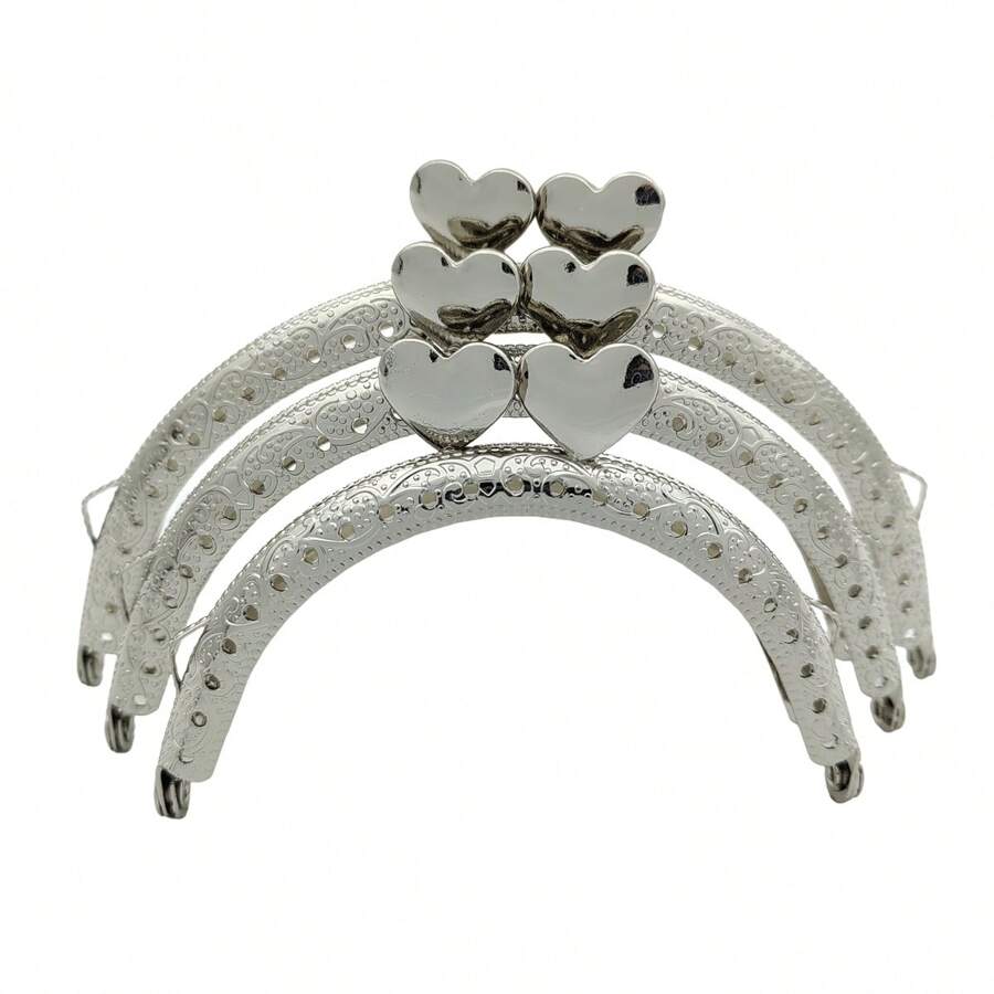 1pc Heart-Shaped Latch & Lock For Handmade Bag/Purse Frame - Silver - View 1