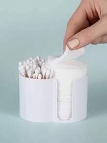 1 Set: Q-Tip Holder, Bathroom Cup Toothpick Dispenser, Q-Tip Paper Cup Toothpick Storage Box, Bathroom Accessories Storage Box, Vanity Makeup Organizer (Transparent),For Holiday Beach, Bathroom Collection, Bedroom Collection, Large Capacity