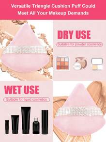 6/3 stuks luxe diamantpoederdonsjes - zachte, dubbelzijdige fluwelen en suède textuur, natte en droge make-up foundation blending spons voor onder de ogen, foundation applicatie, zacht voor alle huidtypes, sprankelend strass cadeau
