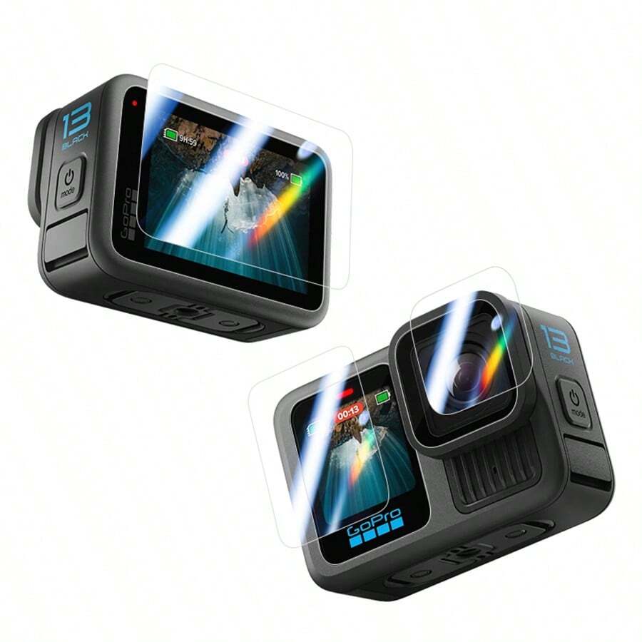 6 件装 Hero 13 钢化玻璃屏幕保护膜适用于 Gopro Hero 13 黑色相机镜头保护膜前液晶显示屏 9H 硬度钢化玻璃膜高清透明超薄防护防刮膜 - For GoPro13 - 查看 1