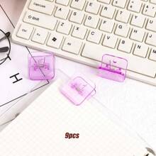 9个透明文件夹夹，方格夹，卡片夹，文件夹夹，学生文具胶带夹，账单夹，斗牛犬夹，多功能照片夹/创意办公文具测试夹，办公用品发票收纳夹，学校用品，学习工具，文件夹，返校季 - 彩色 - 查看 16