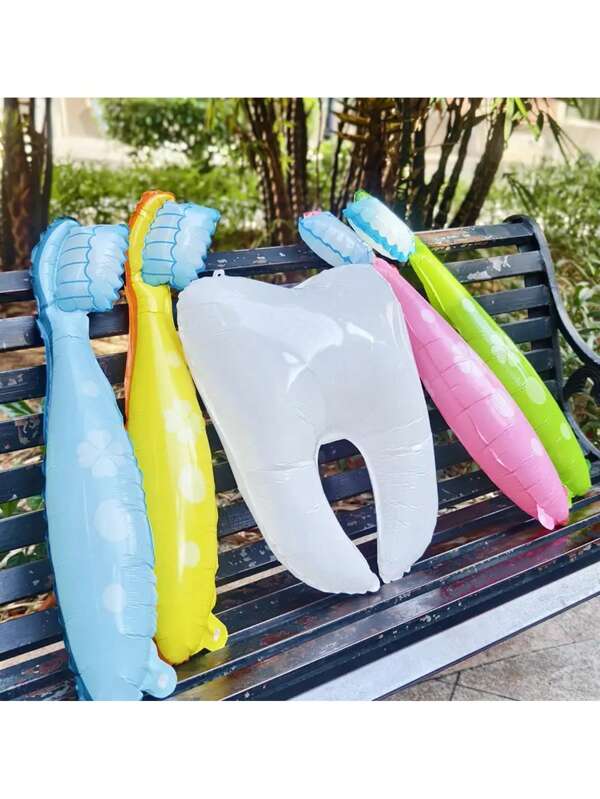1/2 piezas Globo con forma de cepillo de dientes y diente, globo grande y colorido con forma de diente y cepillo de dientes de dibujos animados, regalo para el primer diente, el hada de los dientes, extracción dental, regalo para la clínica dental, regalo conmemorativo de la extracción dental, decoración de fiesta, globo para decoración de fiesta de cumpleaños