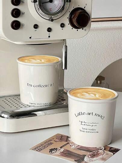 1 Stück einfacher Papier-Keramik Becher, Nische Design Keramik Griff Becher, Kaffeebecher, Latte Art Becher, hochwertiger Frühstücks-Milchbecher, Haushaltswasserbecher für den Schulanfang