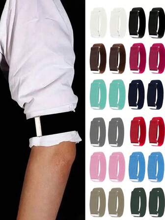 男士纯色时尚简约臂章，弹性可调节臂章袖口，防滑衬衫袖带，适合派对、聚会、婚礼、晚会和日常穿着