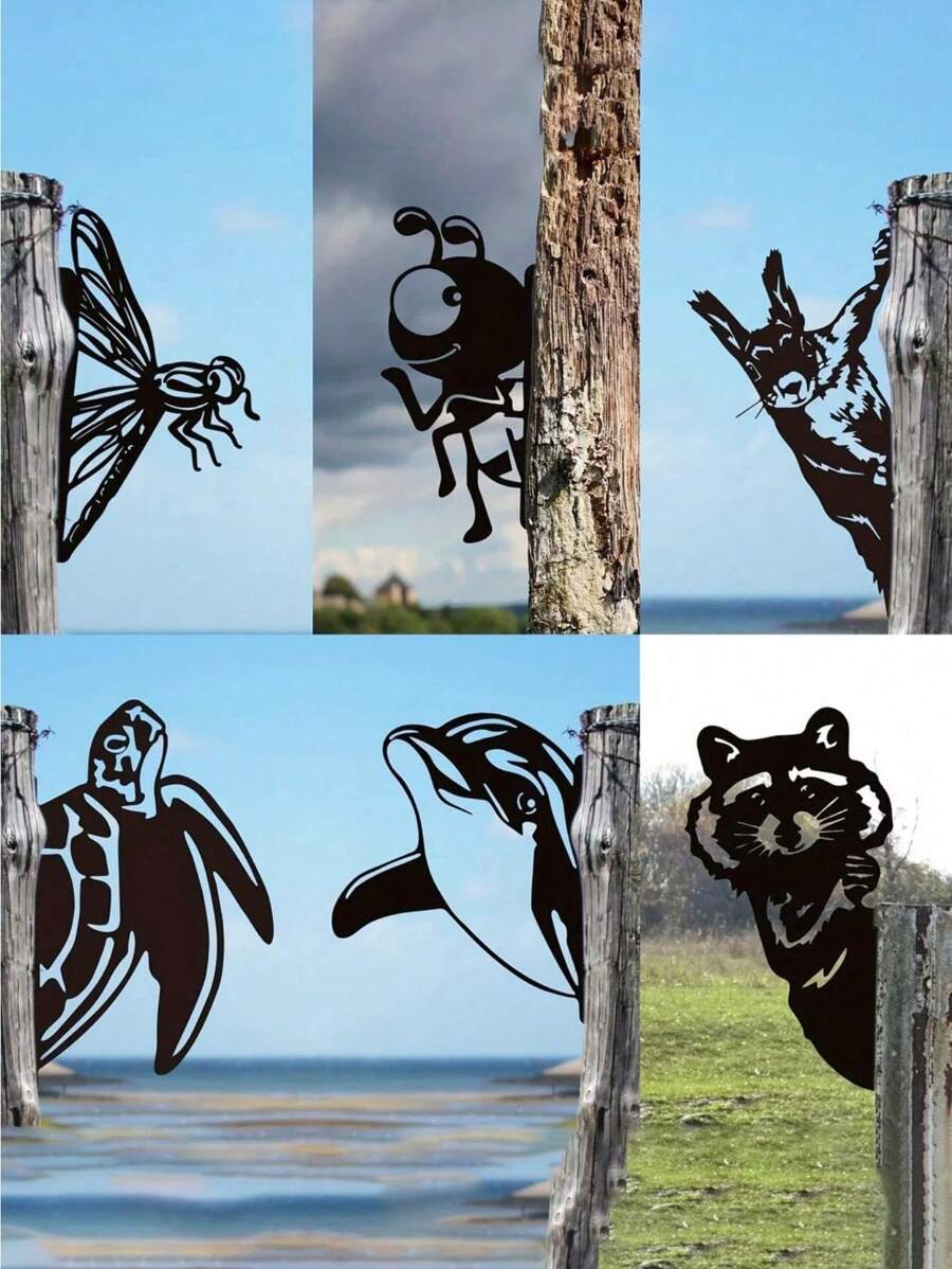 1pc Black Metal Animal Statue Garden Decoration, Personalized Gift For Friends Who Love Decorating Garden, Suitable For Outdoor Use, Brings Vitality To Your Garden