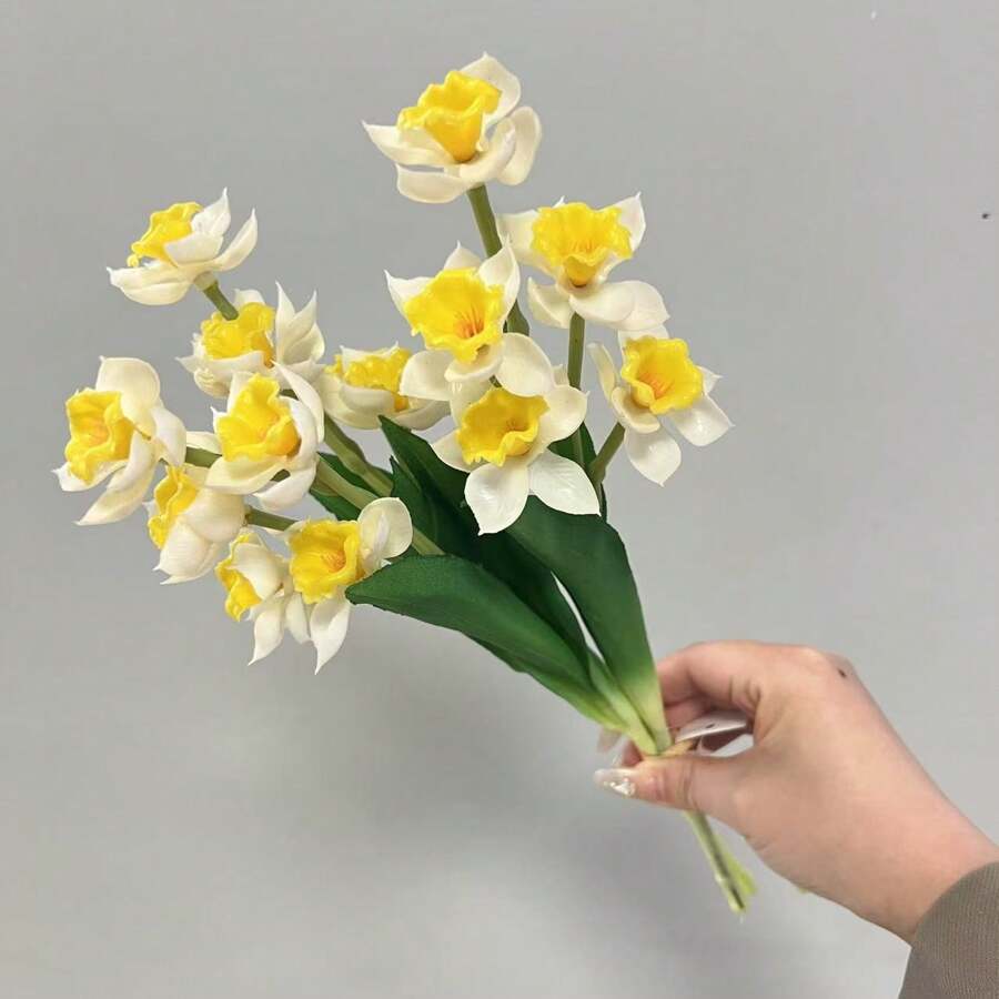 Kleine, frische, weich anzufühlende Simulation Gummi Griff Bund Narzissen hochwertige Wohnzimmer Blumenarrangement Dekoration Ostern