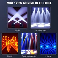 Stage Moving Head Light Stage Spotlight 1 PCS 120W RGBW LED 6 Colors Plus White Light And 6 Patterns Plus White Circle Voice Control/DMX512 Suitable For Family Carnival Party Music Performances Wedding Club Bar DJ KTV Disco - 查看 7