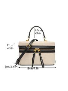 2024 Spring New Arrival Women Handbag Black Structured Shoulder Crossbody Bag - Black and White - View 9