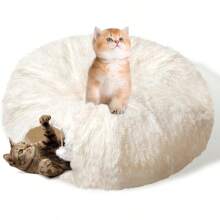 Peekaboo Cat Tunnel Bed With Washable Soft Mat - Cozy Furry Tube For Indoor Cats, Kittens, Puppies, And Rabbits - Grey