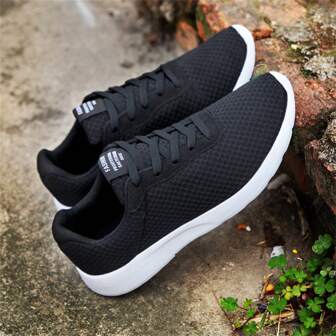 Black & White New Breathable Sports Shoes, Casual Sneakers For Men, Chunky Sneakers, Anti-Slip & Odor Resistant, Comfortable & Versatile, Lightweight Suitable For Teens, Outdoor Running, Low-Top Sports Travel Casual Shoes