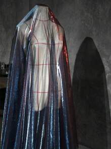 Tejido de malla con degradado azul-verde, tela de diseñador para prendas transparentes, material para vestidos, tela de fondo