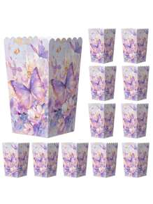 12pcs Colorful Butterfly Popcorn Box, French Fries Packaging Box, Popcorn Cardboard Box, Fried Chicken Fries Packaging Box, Baked Food Packaging Box, Pink Butterfly Popcorn Box, Wedding Party Party Packaging Box, Valentine's Day Party, Home Decor, Home Gifts - Multicolor - View 3