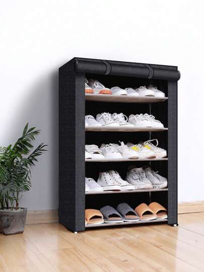 1pc 6-Tier Shoe Rack, Multi-Layer Combination High Capacity Dust-Proof Storage Organizer, Simple For Dorm, Bedroom Decor