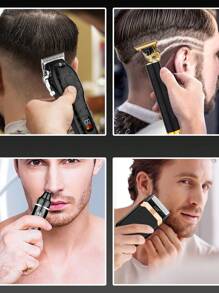 LQT 专业无绳理发器 4 合 1 套装，可调节多功能毛发修剪器，带往复式电动剃须刀 - 鬓角修剪器、鼻毛修剪器、USB 充电式、沙龙和家庭选择、父亲节礼物 - 彩色 - 查看 8