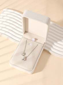 1 Fashion Simple Stainless Steel Love Letters Ladies Pendant Necklace Suitable For Ladies Daily Wear Holiday Dating Gift Jewellery Mother's Day Gift (With Gift Box)