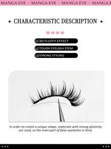 Asiteo New Style 5 Pairs Wet Look Manga Curl Thick Full Strip Lashes Natural Long Faux Mink Eyelashes