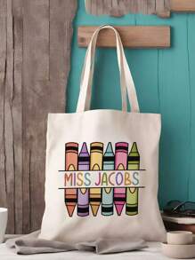 Personalized Crayon Tote Bag | Personalized End Of Semester Teacher Gifts | Teacher Bag | Personalized Teacher Gifts, Custom Lettered Tote Storage Bags, Tote Bags, Storage Bags, Personalized Gifts For Teachers, All-Purpose, Large Capacity, Versatile, Commuting, Business Casual, Basics, Custom, For Anniversaries, For Birthdays, For Holiday/ Vacation, For Outdoors/Outings/Travel/Hiking/Stadium/Sports/Climbing, For Business/Commute/Work/Office, Vacation, Vacation,School Supplies,Back To School,For Office,For School,For Classroom,For Teacher Gifts,For University,For Colleague,For Dorm Rooms,For Teacher,For Boys And Girls,For Teenagers,Junior High School Students,Middle School Students,High School Senior High School Students,College Students,University Students,Freshman,Sophomore,Underclassmen, Best Teachers Day Gift Forever