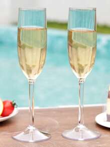 MICHLEY 2Pcs Champagne Flutes Glasses Set, Unbreakable Tritan Plastic Sparkling Wine Glass, Anniversary, Wedding Parties Gifts, Valentine's Day Gift, Party, Birthday Recoration, For Outdoor, Camping, Gift For Father