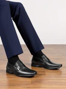 Men's Lined Dress Loafers Formal Shoes Men Dress Loafer Shoe Slip On Moccasins Daily Comfort Leather - Black - View 3