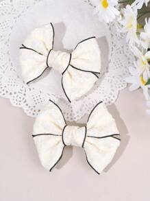2pcs Lace Flower Hair Bow Clips For Girls, White Black Bow Alligator Clips, Elegant Floral Hair Barrettes, Toddler Girl Pigtail Hair Clips, Spring Birthday Wedding Gift, Kids Hair Accessories.