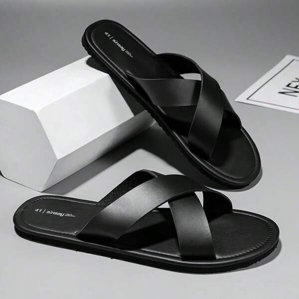 Men Sandals Comfortable And Fashionable Slippers Cross Slippers Cool Non-Slip Flat Casual Sandals Men Slipper