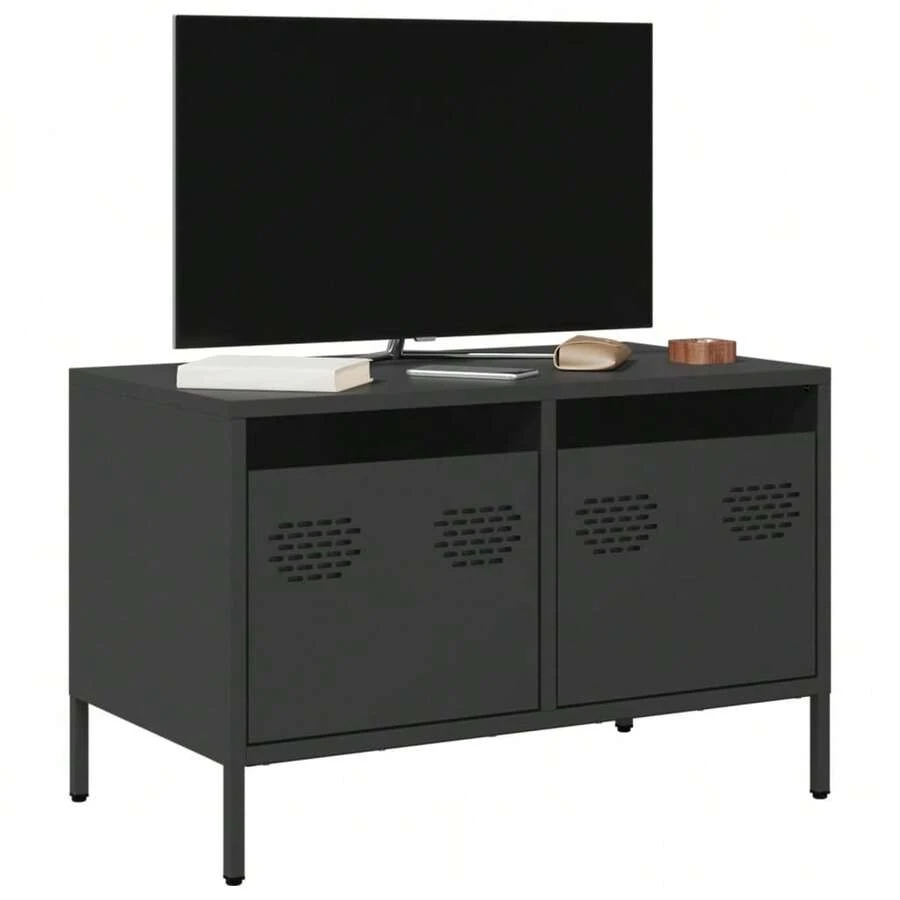 vidaXL Mobile TV Nero 68x39x43,5cm in Acciaio Laminato a Freddo - nero - Visualizzare 1