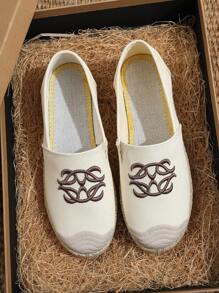 女士百搭时尚休闲乐福鞋，平底，一脚蹬，透气，舒适宽松鞋，适合春夏季 - 米色 - 查看 2