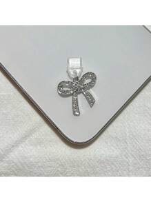 1pc Metal Rhinestone Bow Charm/Phone Charging Port Dust Plug/Decoration Pendant/Compatible With Iphone/Type-C/Android Plug