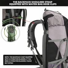 Mochila de senderismo de 70 l con cubierta de lluvia, mochila de viaje ligera - Negro - Ver 3