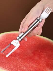 1 件/2 件一体式西瓜切刀，不锈钢二合一水果刀叉切片机，双头夏季水果切割工具，适用于家庭