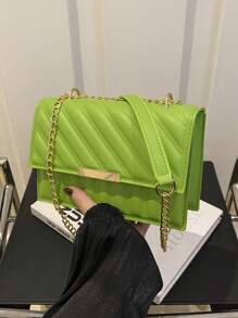 Fashionable Versatile Chain Quilted Mini Bag - Green - View 1