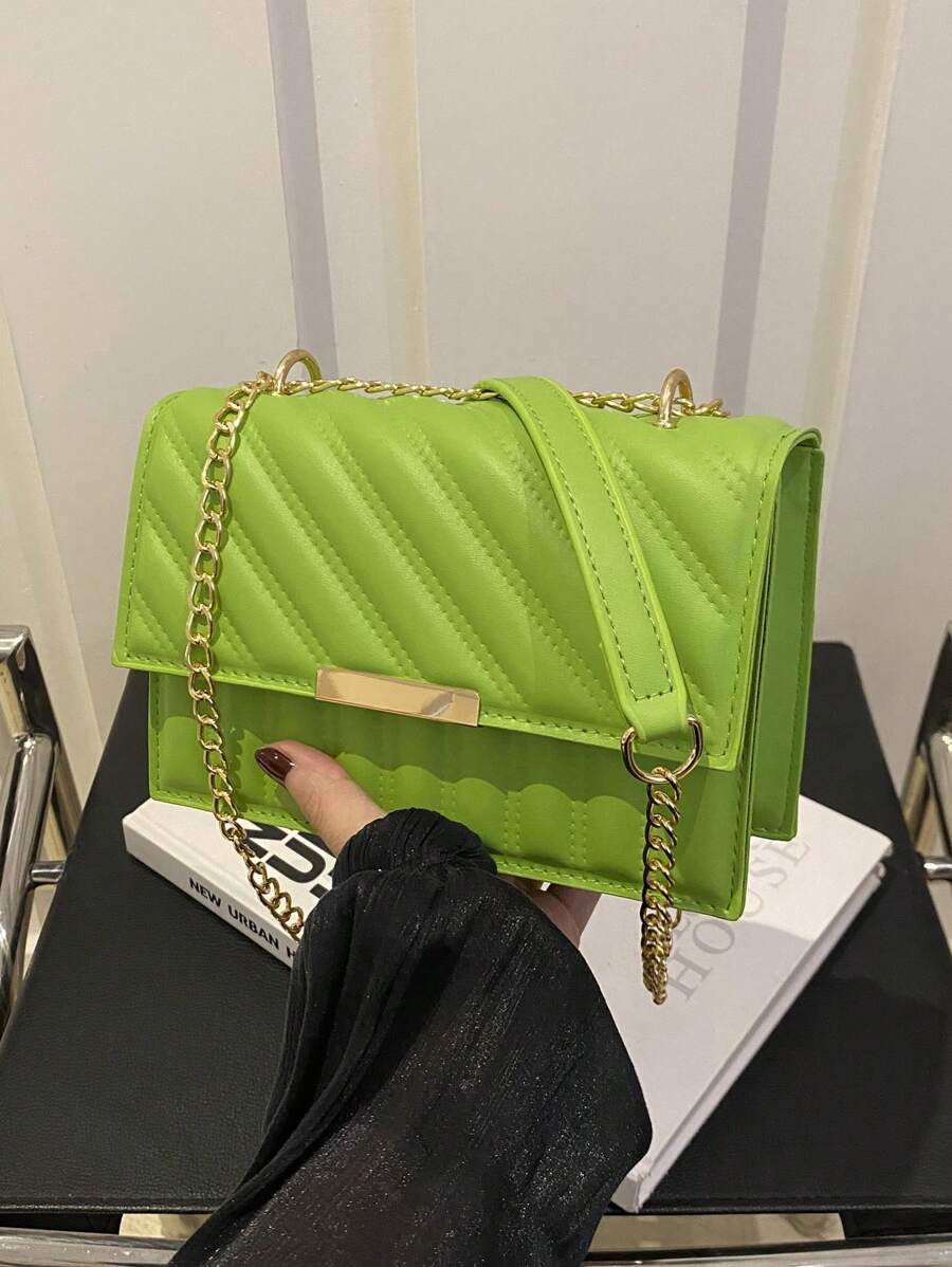 Fashionable Versatile Chain Quilted Mini Bag - Green - View 1