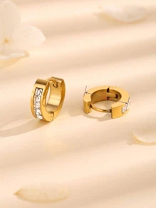 1 Par de Brincos Quadrados Pequenos com Cristal, Estilo Europeu/Americano, Brincos Minimalistas Fashionáveis, Presentes de Joias Elegantes