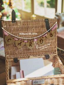 1 件乡村风格木质卡片横幅 - 手工制作的婚礼卡片盒标志，心形花环，适用于招待会、新娘送礼会、婴儿送礼会、生日、周年纪念、订婚、毕业典礼、乡村农舍装饰