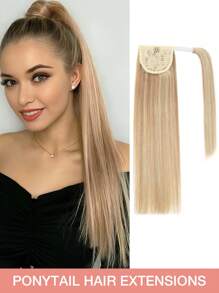 Extensiones de cabello humano con cola de caballo, extensiones de cabello con clips para uso diario, fácil de usar, extensión de cola de caballo de color natural para mujeres, larga y recta