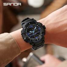 SANDA. SANDA Luxury G Series Shock-Resistant Men's Electronic Watch, Outdoor Sports LED Pointer/Digital Dual Display Chronograph, Military Dual Display, 50M Water Resistant - one-size - View 7
