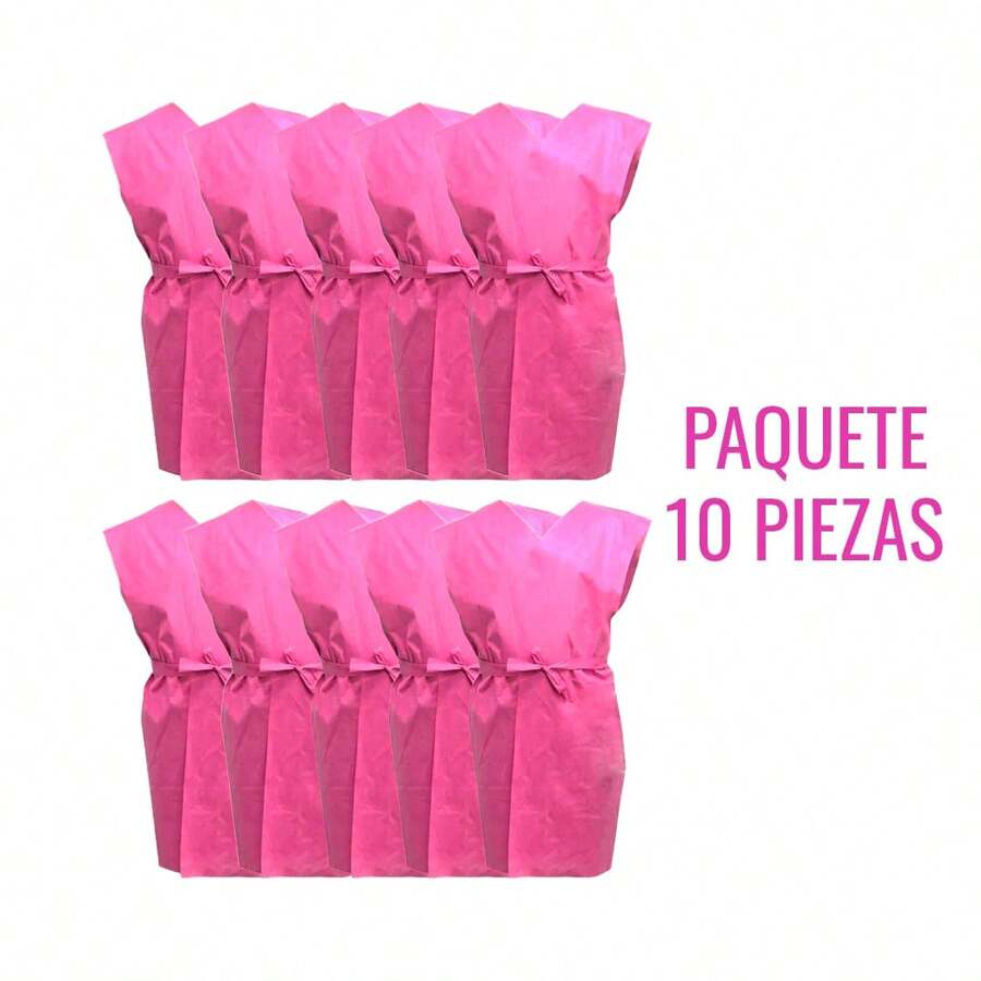 Disposable Pink One Size Spa Gown Pack Of 10 Pieces - Pink - View 1