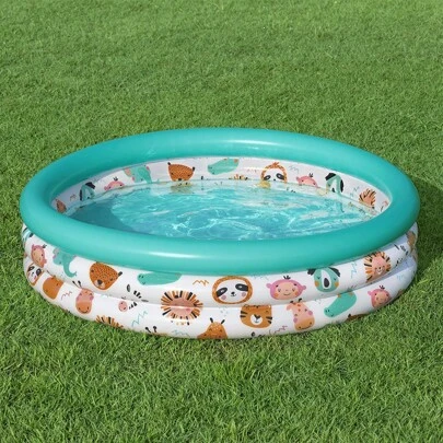 Importadora La Merced Piscina Alberca Infantil Inflable Alberca Redonda Para Niños Diseño Safari 1.02 Mts