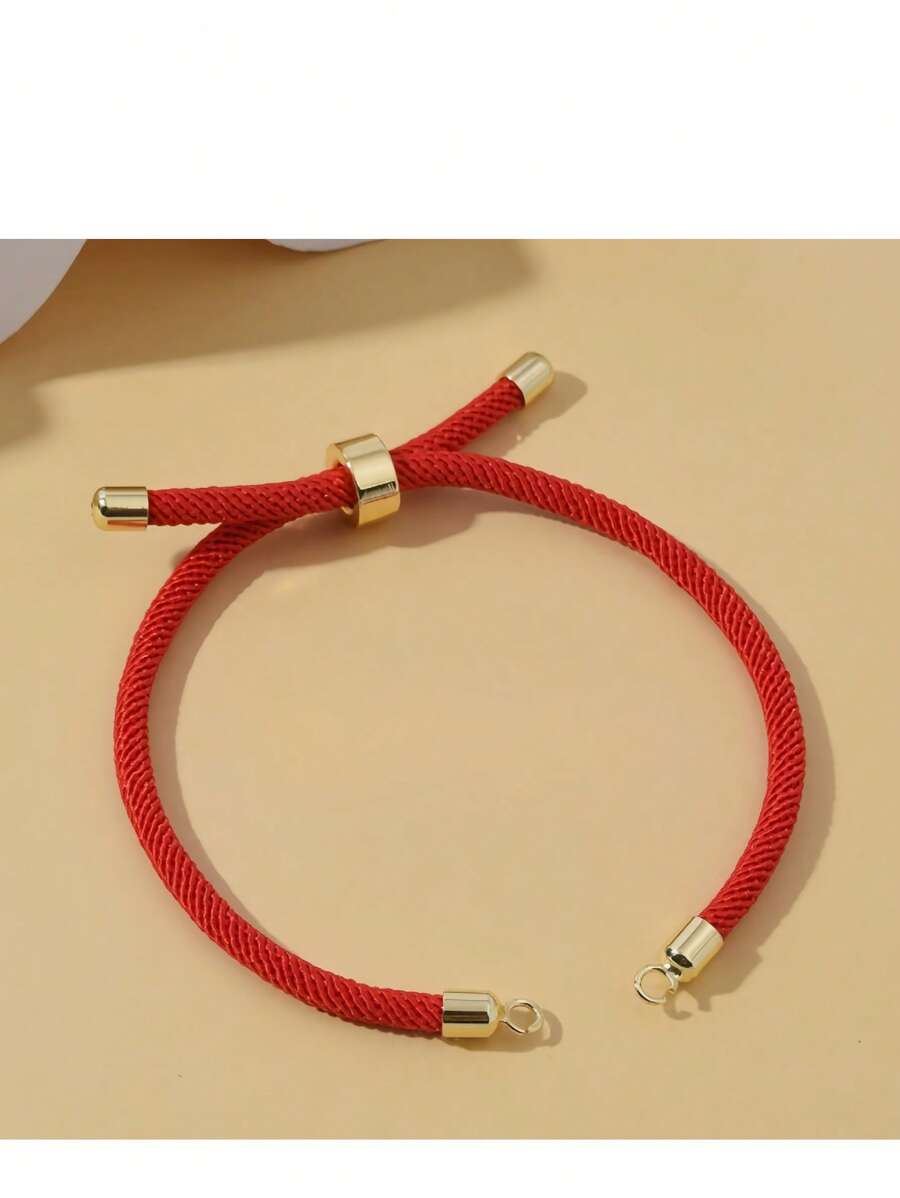 10pcs Nylon Cord Bracelets, Adjustable Slider Design For DIY Jewelry Making - Red 10 Strips - View 1