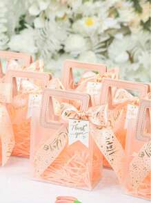 10pcs/1pc Frosted Transparent Round Handbag, Valentine's Day Shower Gift Bag, Wedding Gift Bag, Candy Bridesmaid Gift Bag, Jewelry Store Bag, Wedding Bridesmaid Gift Bag, Gift Packaging Bag, Clothing Shopping Bag Cute Handbag - Multicolor - View 7