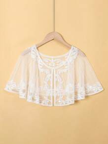 1pc Lightweight Lace Sequin Cape Shawl, Simple & Fashionable Summer Wear