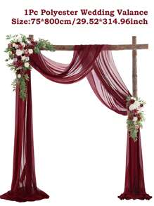 1Pc/2Pcs Wine Red Wedding Mesh Valance,Polyester Gauze Tulle Curtain, Soft Gauze Drapes,75*300/75*600cm Hanging Sheer Curtains,Versatile Curtains,Yard Cloth,DIY Rustic Wedding Accessories,Wedding Party Decoration Supplies,Engagement Party Background Decoration, Home Decor,Indoor Outdoor Decor, Easy To Hang