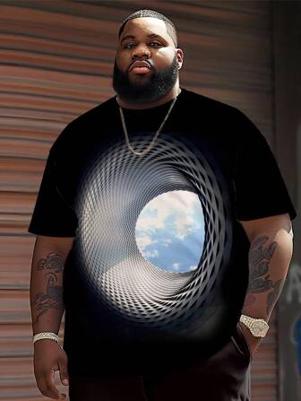 Plus size mäns Casual Sky Print rundhalsad kortärmad T-shirt