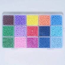 1 Set Of 15 Compartment Box With 15 Acrylic Glass Bead Colors, Suitable For Jewelry Making, DIY Fashion Bracelet & Necklace Craft Kit, Jewelry Making Set