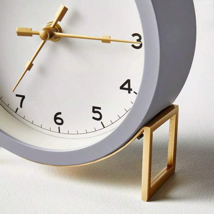 Round Decorative Tabletop Clock - Gray/Brass - Hearth & Hand With Magnolia - 1 - View 1