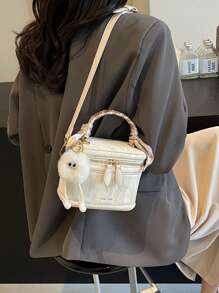 Fashionable Beige Retro PU Mini Handbag (With Heart Scarf And Pendant As Gifts) - Beige - View 7