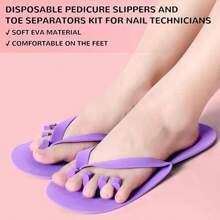 10Pairs Disposable Pedicure Slippers And Toe Separators Kit 10 Toe Separators For Women Nail Hotel Salon Spa Party - Multicolor - View 3